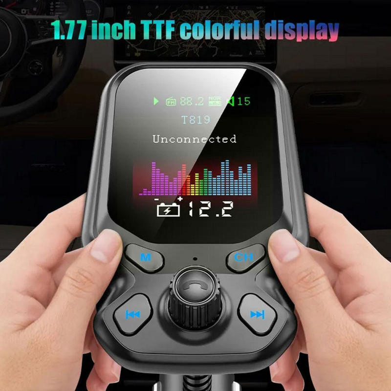 Transmițător FM fără fir nou Auto Bluetooth 5.0 Receptor Încărcător MP3 Kit FM Adaptor Transmițător USB 2.4A Încărcător radio Playe L3C8