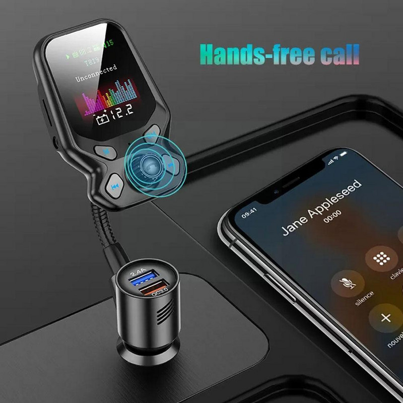 Transmițător FM fără fir nou Auto Bluetooth 5.0 Receptor Încărcător MP3 Kit FM Adaptor Transmițător USB 2.4A Încărcător radio Playe L3C8