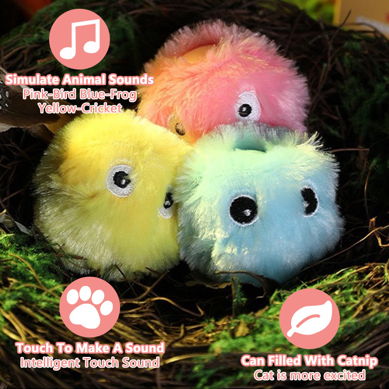 Jucării inteligente pentru pisici Minge interactivă Catnip Jucărie de antrenament pentru pisici Minge de joc pentru animale de companie Materiale care scârțâie Produse Pisici Accesorii pentru pisoi
