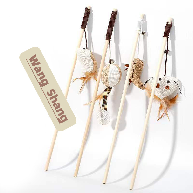 Baghetă pentru pisici de jucărie, fluture, șoarece, pisică, undiță, jucării, pisici, jucării interactive din lemn pentru pisici de interior, minge cu catnip