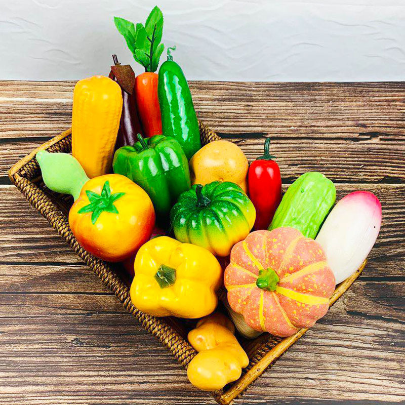 Vairāku stilu mini simulācija mākslīgie dārzeņi pipari ķirbji ķiploki viltoti augļi bērni bērniem dāvanu griešanas rotaļlieta mājas dekorēšana