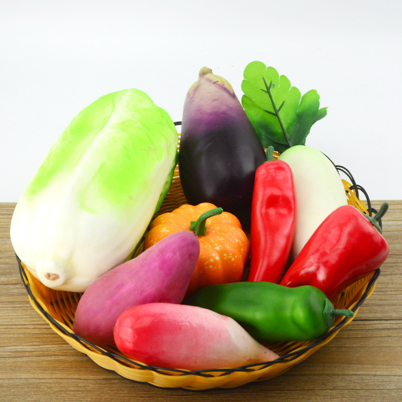 Vairāku stilu mini simulācija mākslīgie dārzeņi pipari ķirbji ķiploki viltoti augļi bērni bērniem dāvanu griešanas rotaļlieta mājas dekorēšana