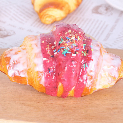 1 db mesterséges croissant desszert hamis étel dekoráció fényképezés profi ételszimuláció torta modell teásasztal dekoráció FCYY-026