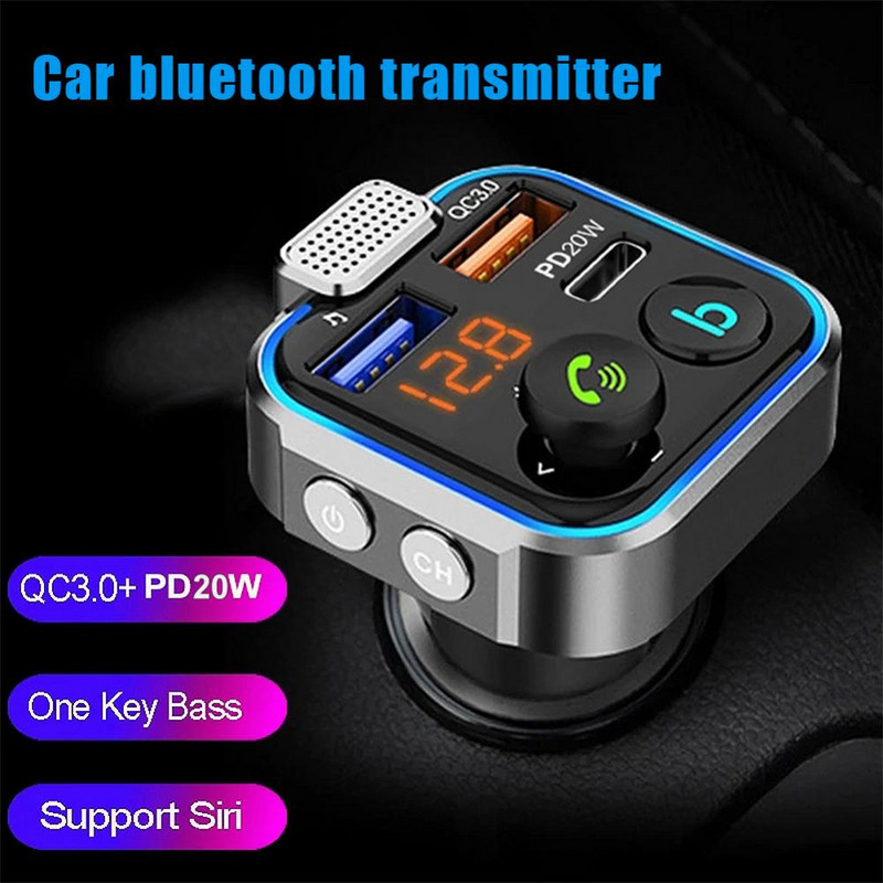 Qc3.0 Încărcător rapid Usb Adaptor mașină Mâini libere Universal Mp3 Player Suport U Disk Bluetooth Transmițător Fm Accesorii auto