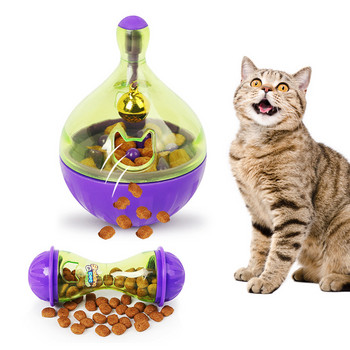 Pet Cat Mice Food Tumbler Toy Ball Interactive Cat Feeder Training Game Използване на пъзел Играчка Интересен пластмасов дозатор за котешка храна