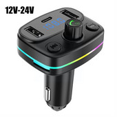 Auto Bluetooth 5.0 FM saatja PD Type-C kahe USB-heli vastuvõtja värviline modulaator 3.1A mängija laadija kiire MP3 vabakäeseade P9N0