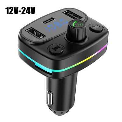 Auto Bluetooth 5.0 FM saatja PD Type-C kahe USB-heli vastuvõtja värviline modulaator 3.1A mängija laadija kiire MP3 vabakäeseade P9N0