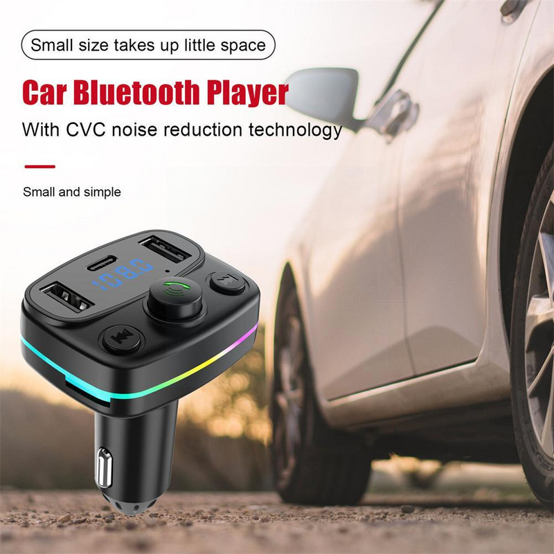 Automobilski Bluetooth 5.0 FM odašiljač PD Type-C Dvostruki USB audio prijemnik Šareni modulator 3.1A player punjač brzi MP3 handsfree P9N0