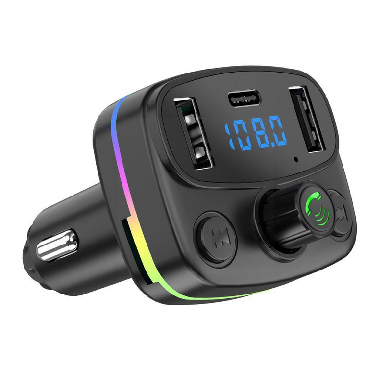 Automobilski Bluetooth 5.0 FM odašiljač PD Type-C Dvostruki USB audio prijemnik Šareni modulator 3.1A player punjač brzi MP3 handsfree P9N0