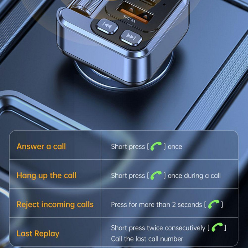 Nou transmițător FM Mâini libere Auto Bluetooth 5.1 MP3 Bluetooth Modulator Aux Player FM Charge Player PD30W Stereo Rapid Car Adapter G6I6