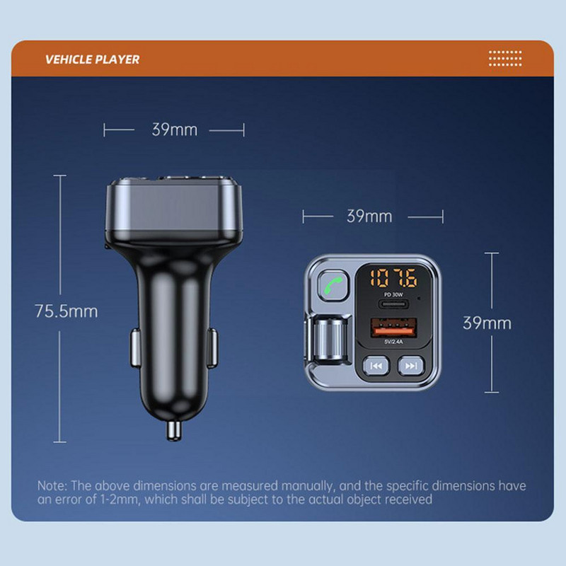 Nou transmițător FM Mâini libere Auto Bluetooth 5.1 MP3 Bluetooth Modulator Aux Player FM Charge Player PD30W Stereo Rapid Car Adapter G6I6