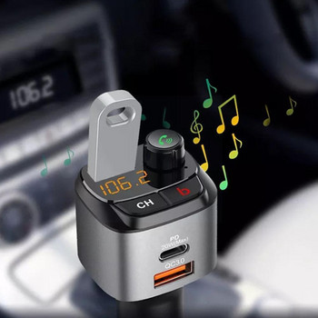 1PCS автомобилен Bluetooth 5.0 FM трансмитер QC3.0 Type-C PD радиомодулатор за отговор Черен Бърз автомобил Handsfree Сребърен Зареждане на разговори I3G0