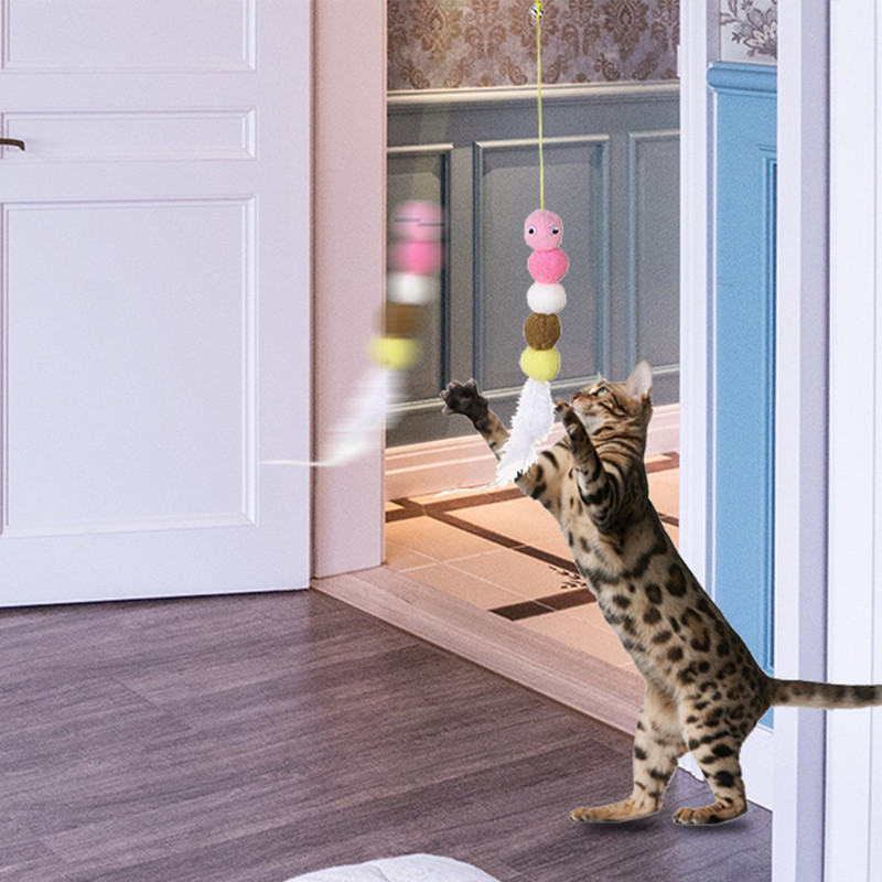 Jucării elastice pentru pisici agățate în interior cu clopot, autovindecare, băț de tachinare, fluture pentru animale de companie, omida, libelulă, pisici, accesorii pentru iarbă