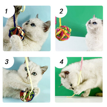 Забавни котки Плюшена играчка Вълнена поларена топка Котенца Топка за зъби Интерактивни дъвчащи дрънкалки Котешки интерактивни продукти за подаръци за домашни любимци