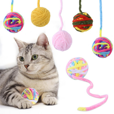 Funny Cats Λούτρινο παιχνίδι Μάλλινο Fleece Ball Kittens Teething Ball Interactive Chewing Rattles Διαδραστικά προϊόντα για γάτες για δώρα για κατοικίδια