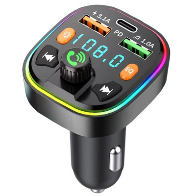 JaJaBor FM Transmitter U Disk Music Mp3 Player Type C 3.1A Διπλή USB γρήγορης φόρτισης Φορτιστής αυτοκινήτου Handsfree Bluetooth 5.0 Car Kit