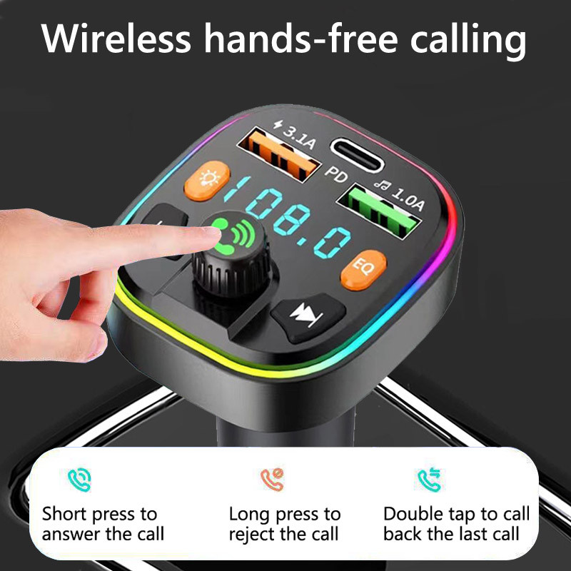 JaJaBor Transmițător FM U Disc Muzică Player Mp3 Tip C 3.1A Dual USB Încărcare rapidă Încărcător auto Handsfree Bluetooth 5.0 Kit auto