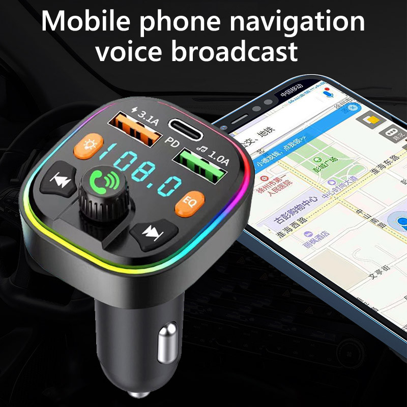 JaJaBor Transmițător FM U Disc Muzică Player Mp3 Tip C 3.1A Dual USB Încărcare rapidă Încărcător auto Handsfree Bluetooth 5.0 Kit auto