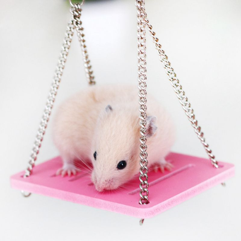 Jucării pentru hamsteri Leagăn pentru agățat Gadget de cușcă din lemn Accesorii Rechizite Amuse Mouse roz