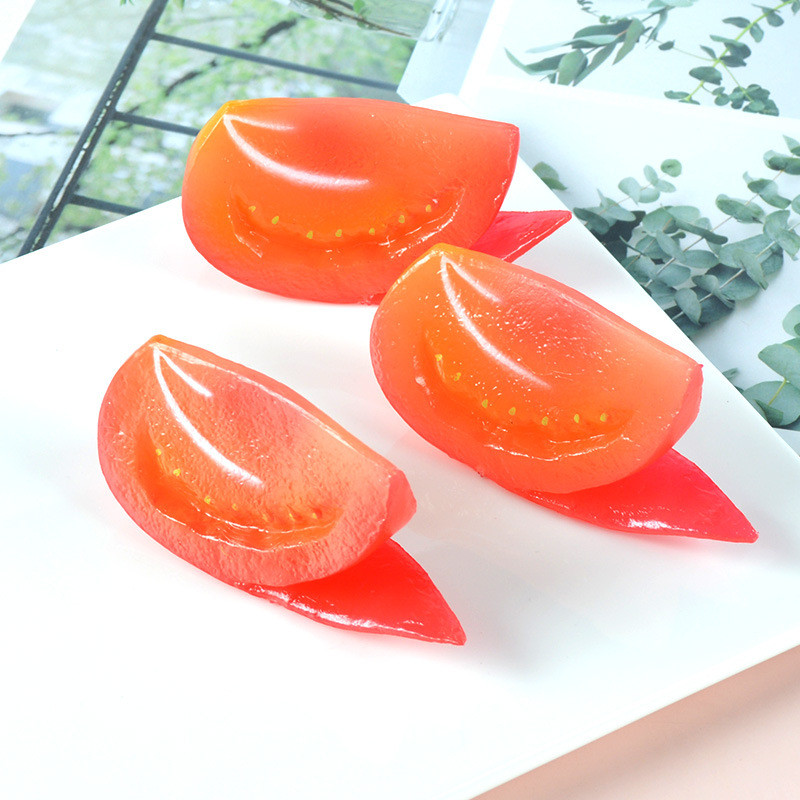 Simulált paradicsomos hamis étel Hamis zöldség-gyümölcs mesterséges uborka szeletek otthoni dekoráció konyhai fotózás kellékek