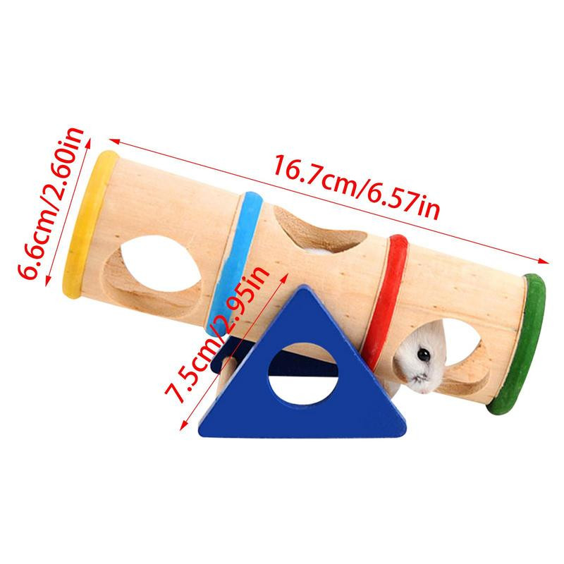 Fából készült libikóka alagút játék Fa hörcsög alagút játék Fa egerek rágójátékok ketrec kiegészítők üreges csomagtartó búvócső edzéshez
