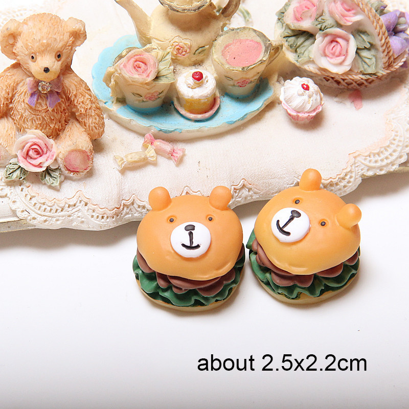 5 bucăți simulare Hamburger Puff Pâine prăjită Ornamente pentru mâncare falsă Urs în miniatură căpșuni Puf Hamburger Artificial Accesoriu DIY