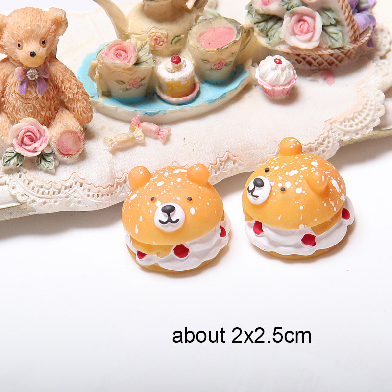 5 bucăți simulare Hamburger Puff Pâine prăjită Ornamente pentru mâncare falsă Urs în miniatură căpșuni Puf Hamburger Artificial Accesoriu DIY