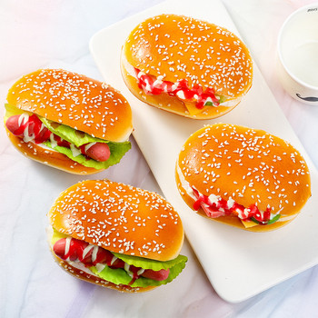 Нова PU симулация Декорация на модел на хамбургер Творческа симулация Хляб Сандвич Хладилник Стикери Фотореквизит Фалшив хляб Храна
