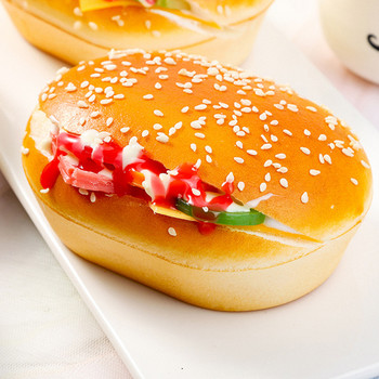 Нова PU симулация Декорация на модел на хамбургер Творческа симулация Хляб Сандвич Хладилник Стикери Фотореквизит Фалшив хляб Храна