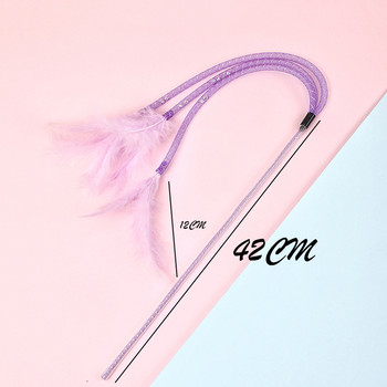 Забавно коте Cat Teaser Interactive Toy Rod with Feather Toys for Cats Teaser Interactive Toy Rod Pet Cats Toys Stick Supplies
