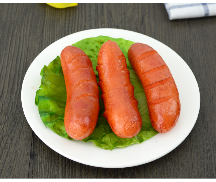 1db mesterséges élelmiszerek PVC szimuláció kolbász virsli kellékek étel dekorációs játékok kellék hamisítványhoz Stúdió fotózás kellékek dekor