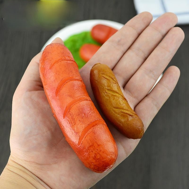 1db mesterséges élelmiszerek PVC szimuláció kolbász virsli kellékek étel dekorációs játékok kellék hamisítványhoz Stúdió fotózás kellékek dekor
