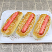 1db 20cm*8cm magas utánzatú mesterséges sonkás kolbász kenyér modell és mesterséges műanyag hamis szimulált hot dog kenyér