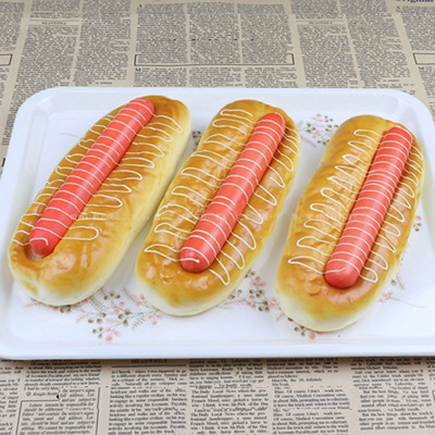 1 buc 20 cm * 8 cm model de pâine de cârnați cu șuncă artificială de înaltă imitație și pâine de hot dog simulată falsă din plastic artificial