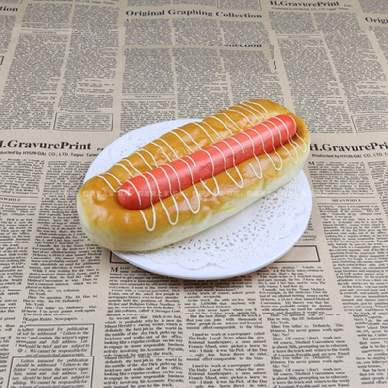 1db 20cm*8cm magas utánzatú mesterséges sonkás kolbász kenyér modell és mesterséges műanyag hamis szimulált hot dog kenyér