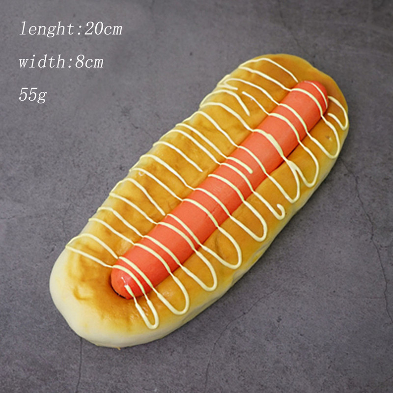 1db 20cm*8cm magas utánzatú mesterséges sonkás kolbász kenyér modell és mesterséges műanyag hamis szimulált hot dog kenyér