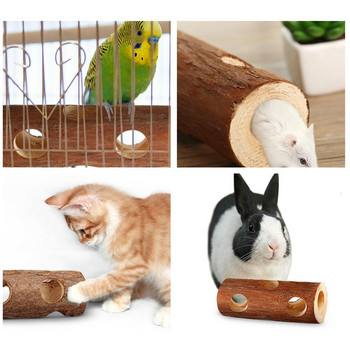 Хамстер Естествени дървени тунели Тръби Устойчив на ухапване Hideout Tunnel Моларна играчка За домашни котки Кучета Аксесоари