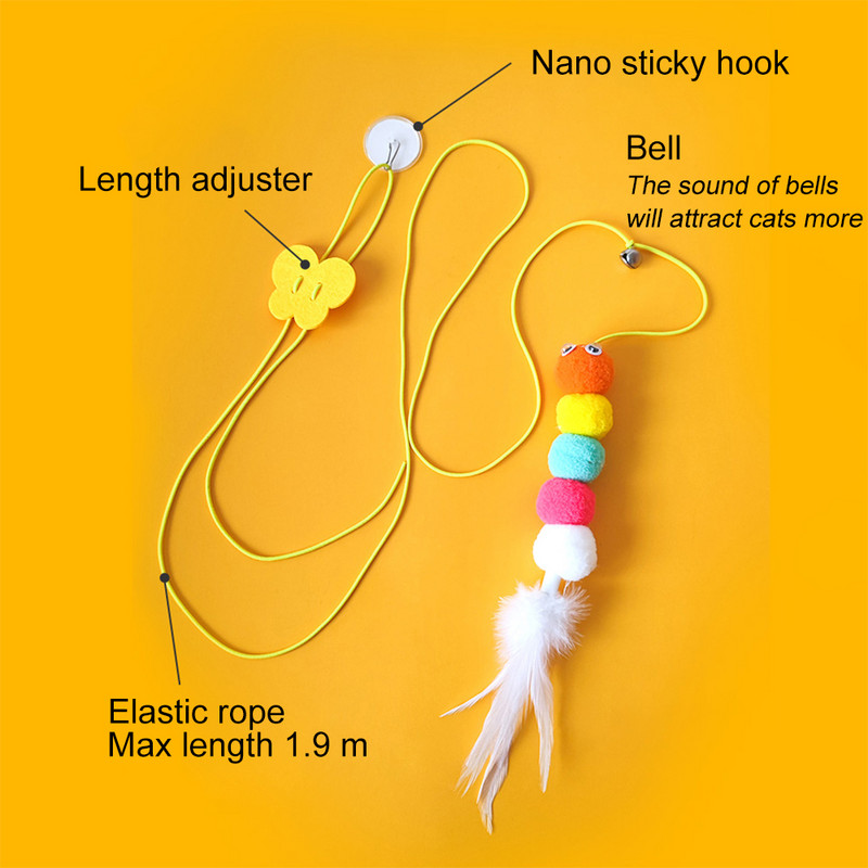 Vicces hintajátékok macskáknak cica elasztikus kötéllel Rovarok Kéz nélküli macskajátékok Köretpálca Kisállattermékek szállításhoz