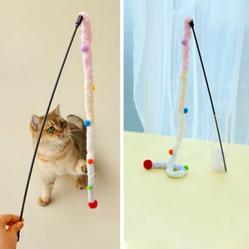 Котешка играчка Feather Cat Teaser Wand Cat Interactive Toys Funny Caterpillar Colorful Rod Christmas Hairball Teaser Wand Pet Supplies