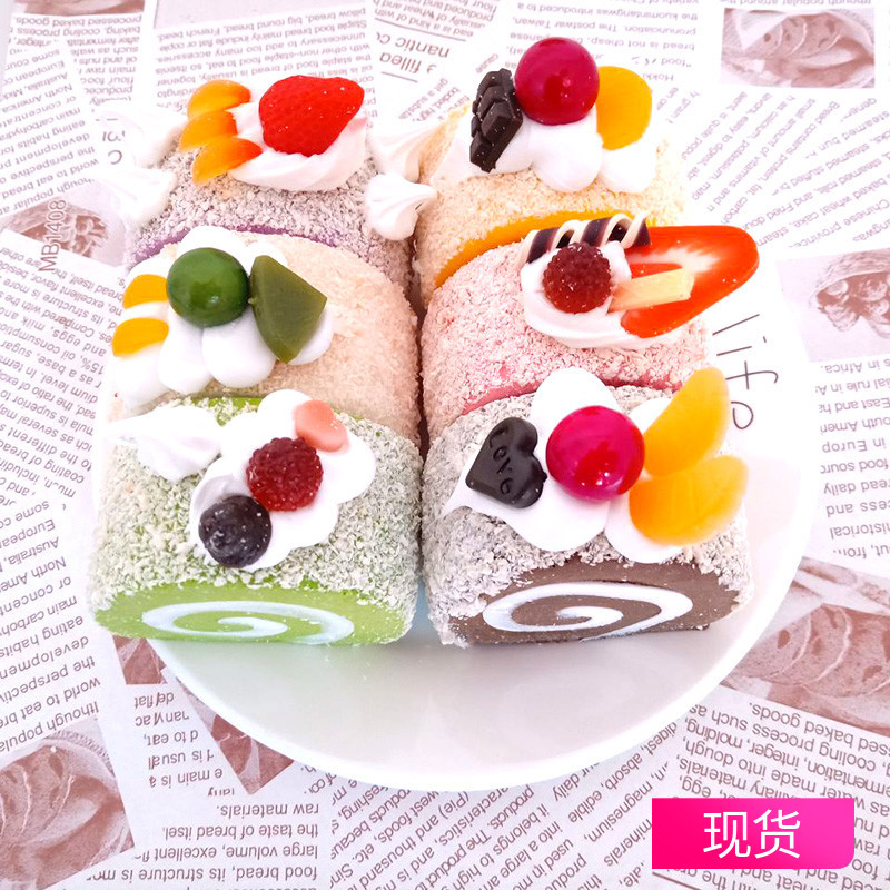 Szimulációs torta Hamis gyümölcs kenyér modell Svájci tekercs bolt kirakata Otthon Hűtőszekrény Dec. Ételfotózás kellékek Őszi dekoráció