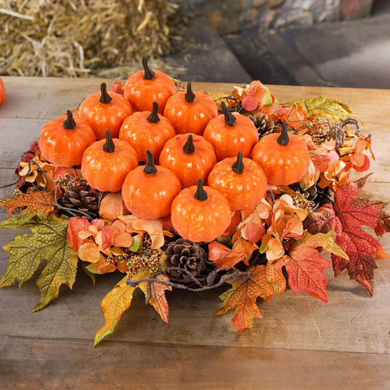 12db Halloween hab mesterséges sütőtök DIY hamis zöldségek díszszimulációs növény otthoni dekoráció barkácsoláshoz, Halloween dekoráció