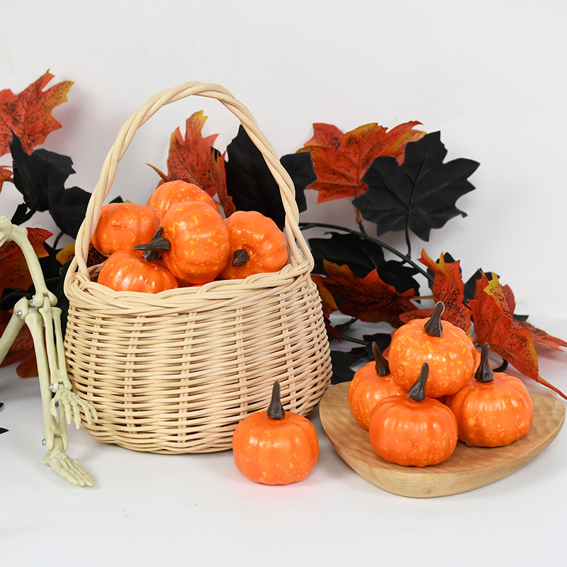 12db Halloween hab mesterséges sütőtök DIY hamis zöldségek díszszimulációs növény otthoni dekoráció barkácsoláshoz, Halloween dekoráció