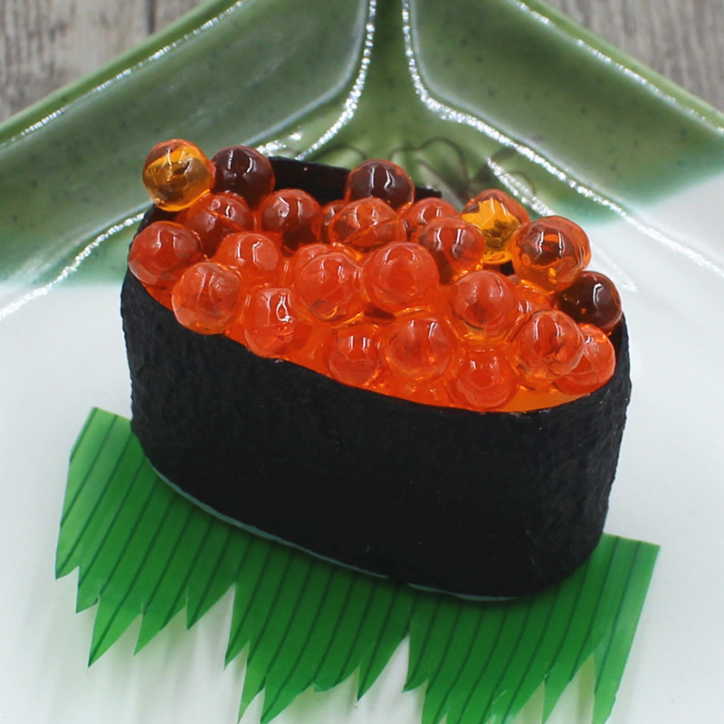 Szimuláció Halikra Sushi Modell PVC Hamisítvány Japán étel Kijelző Fényképezés Kellékek Dekoráció Valósághű gyanta dísz