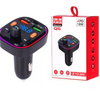 Auto Bluetooth 5.0 laadija FM-saatja PD 20W Type-C Dual USB 3.1A Colorful Ambient Light sigaretisüütaja MP3-muusikamängija