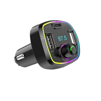 Автомобилно Bluetooth 5.0 зарядно FM трансмитер PD 20W Type-C Dual USB 3.1A Цветна околна светлина Запалка MP3 музикален плейър