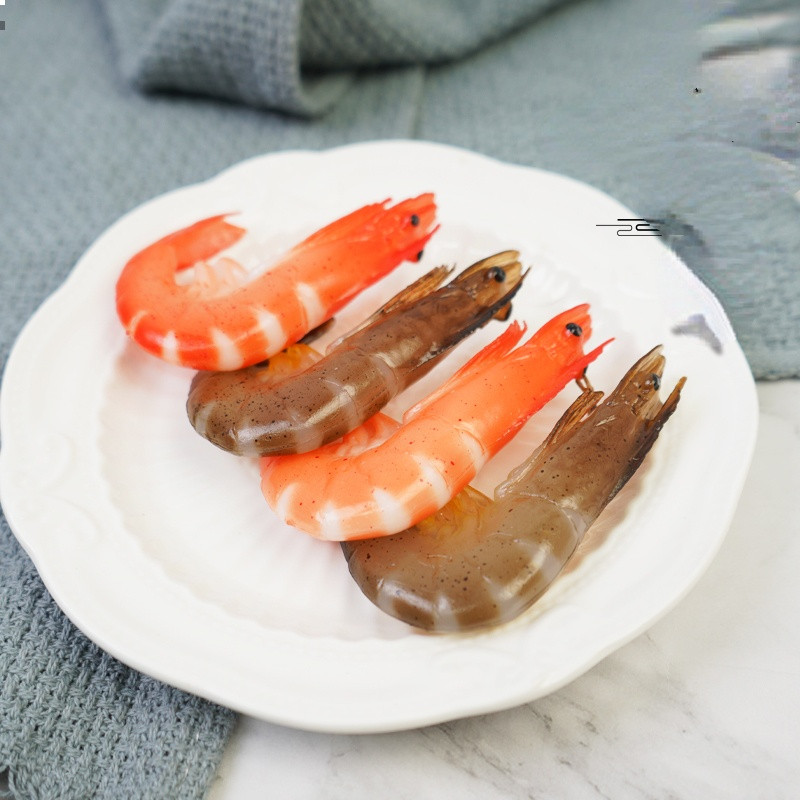 Mesterséges élelmiszer-modell szimuláció garnélarák ablak kijelző fotózás kellékek szoba dekoráció oktatási eszközök vicces gyerekjátékok