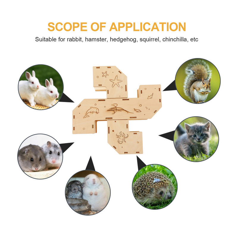 Hörcsög labirintus játék alagút Ház kisállat labirintus búvóhely állat fa alagutak csövek fa kastély állatok játszószer csincsilla rágó