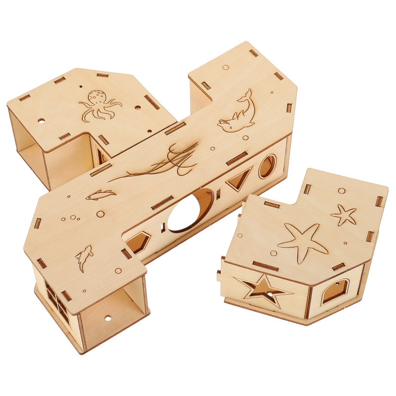 Hörcsög labirintus játék alagút Ház kisállat labirintus búvóhely állat fa alagutak csövek fa kastély állatok játszószer csincsilla rágó