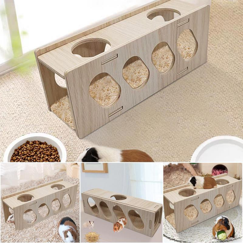 Hörcsögjátékok Alagút menekülési játék Hörcsög fa rejtett ház Könnyen felszerelhető többcélú fajátékok hörcsögöknek edzés edzés