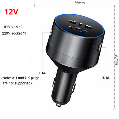 Inverteres autós töltő 12V 220V 110V PD Type-C QC3.0 USB aljzat autós töltőadapter 24V Auto Power Converter konverter 12v a 220v